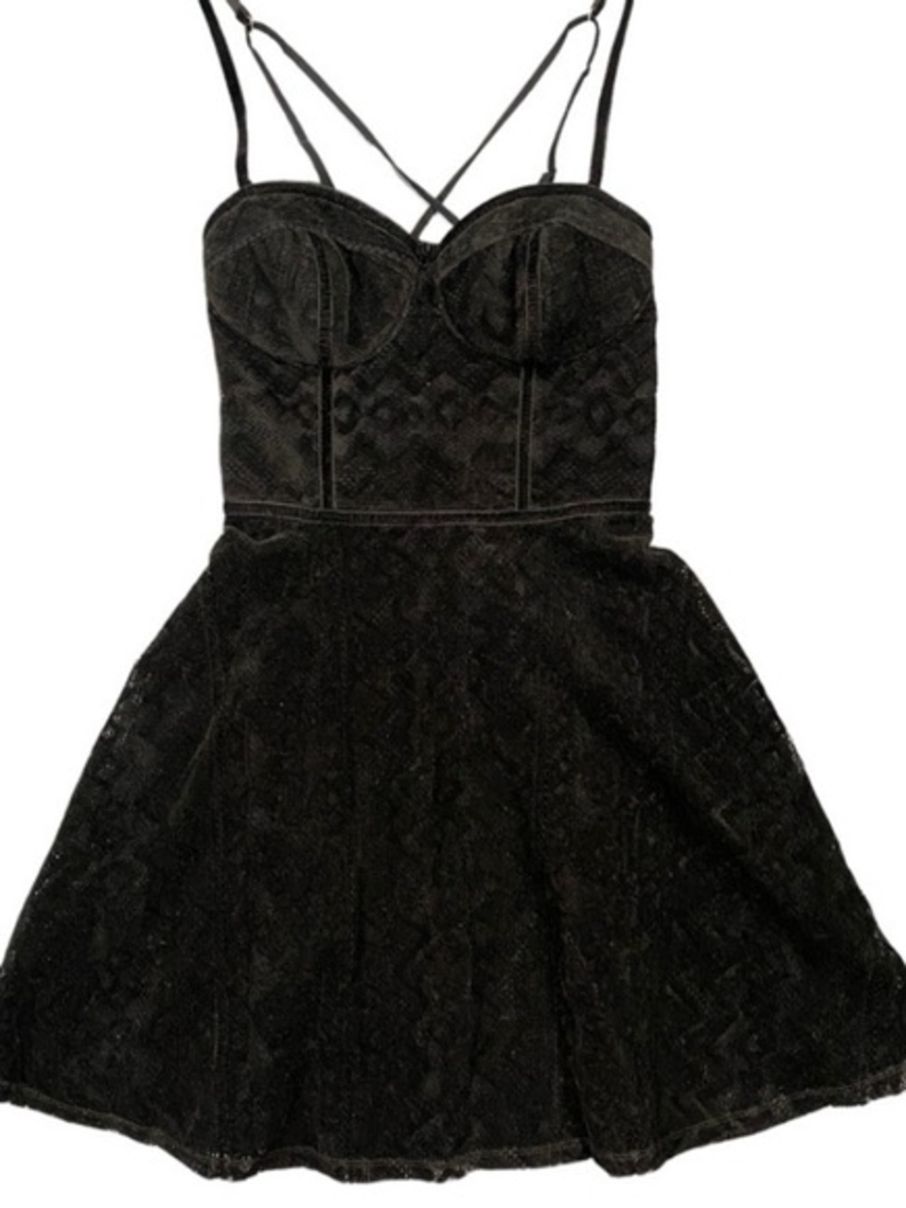 Hollister Black Lace Mini Dress with Crisscross Straps
